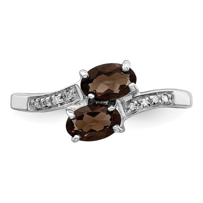 Sterling Silver Smoky Quartz & Diamond Ring – view 6