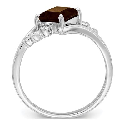 Sterling Silver Smoky Quartz & Diamond Princess-Cut Ring – view 3