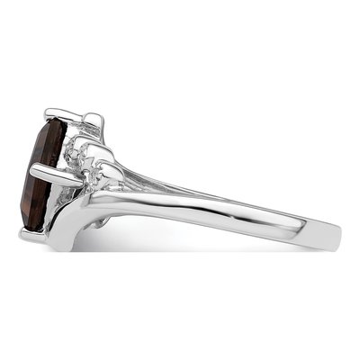Sterling Silver Smoky Quartz & Diamond Princess-Cut Ring – view 4
