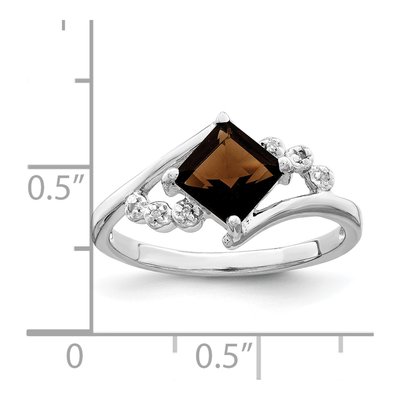 Sterling Silver Smoky Quartz & Diamond Princess-Cut Ring – view 5