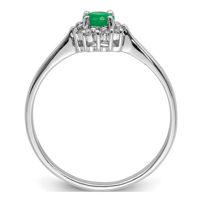 Sterling Silver Emerald & Diamond Round Ring – view 3