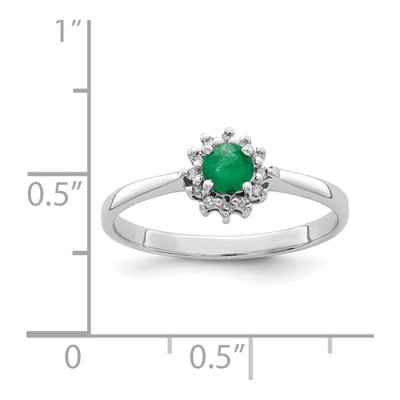 Sterling Silver Emerald & Diamond Round Ring – view 4
