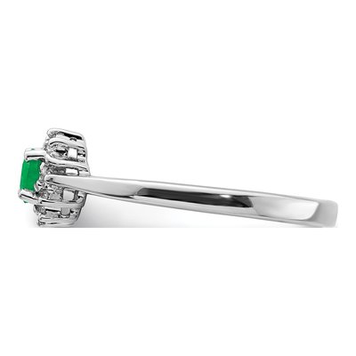 Sterling Silver Emerald & Diamond Round Ring – view 5