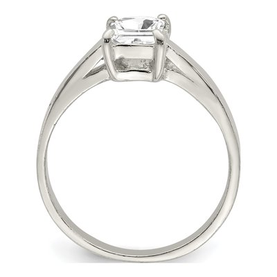 Sterling Silver CZ Emerald-Cut Solitaire Engagement Ring – view 3