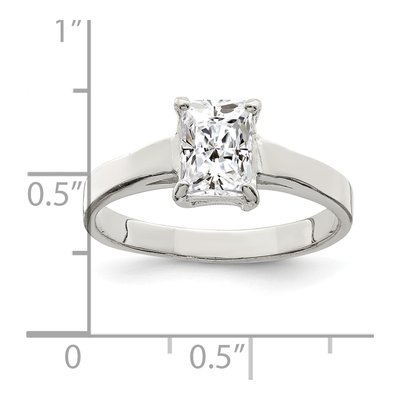 Sterling Silver CZ Emerald-Cut Solitaire Engagement Ring – view 4