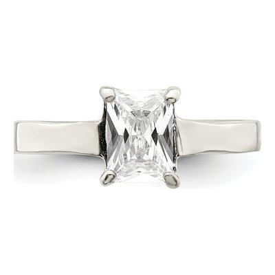 Sterling Silver CZ Emerald-Cut Solitaire Engagement Ring – view 6