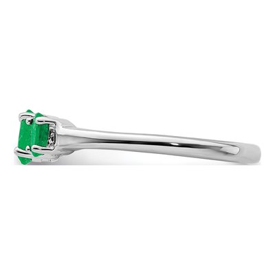 Sterling Silver Emerald & Diamond 3-Stone Ring – view 5