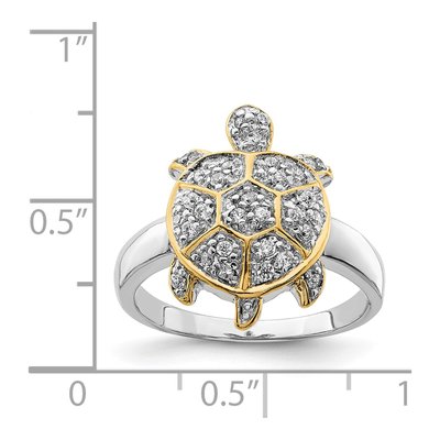 Sterling Silver CZ Turtle Ring – view 4