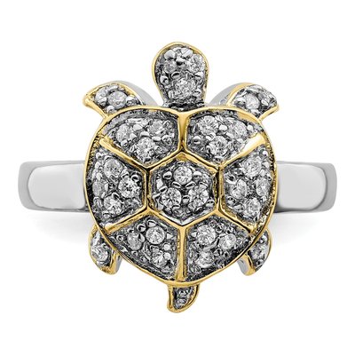 Sterling Silver CZ Turtle Ring – view 6