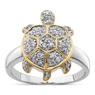 Sterling Silver CZ Turtle Ring