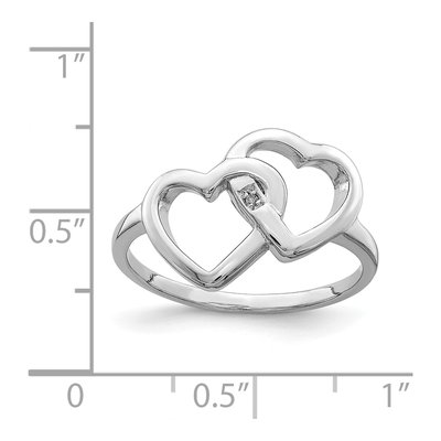 Sterling Silver Diamond Intertwined Heart Ring – view 5