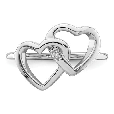 Sterling Silver Diamond Intertwined Heart Ring – view 6