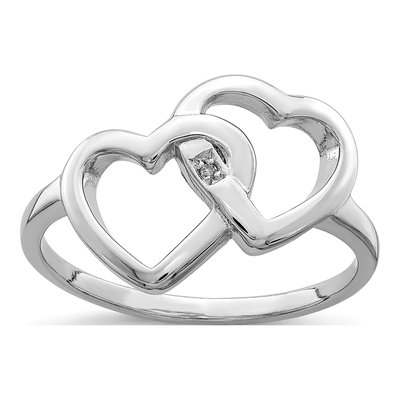 Sterling Silver Diamond Intertwined Heart Ring