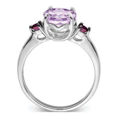 Sterling Silver Rose de France Amethyst Ring – view 3