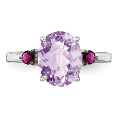 Sterling Silver Rose de France Amethyst Ring – view 5