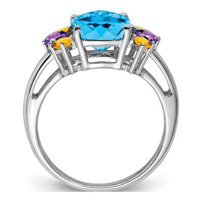 Sterling Silver Swiss Blue Topaz & Amethyst Ring – view 3