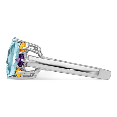Sterling Silver Swiss Blue Topaz & Amethyst Ring – view 4