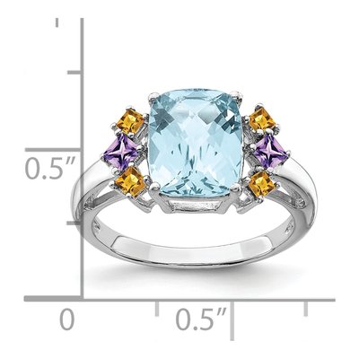 Sterling Silver Swiss Blue Topaz & Amethyst Ring – view 6