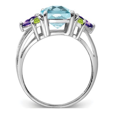 Sterling Silver Swiss Blue Topaz & Amethyst Multi-Gem Ring – view 3