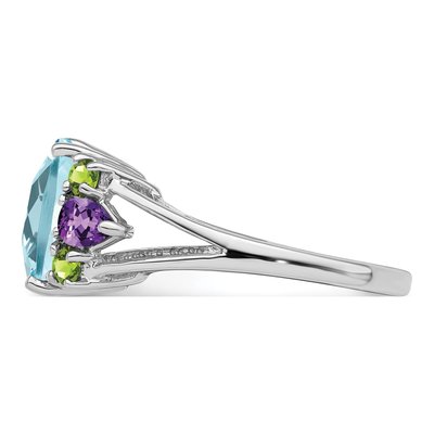 Sterling Silver Swiss Blue Topaz & Amethyst Multi-Gem Ring – view 4