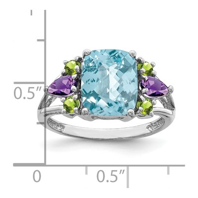 Sterling Silver Swiss Blue Topaz & Amethyst Multi-Gem Ring – view 6