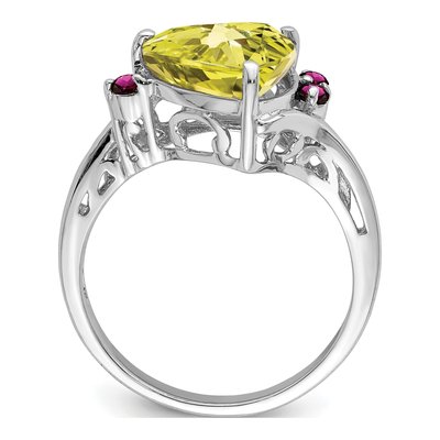 Sterling Silver Lemon Quartz & Rhodolite Garnet Lemon Ring – view 3