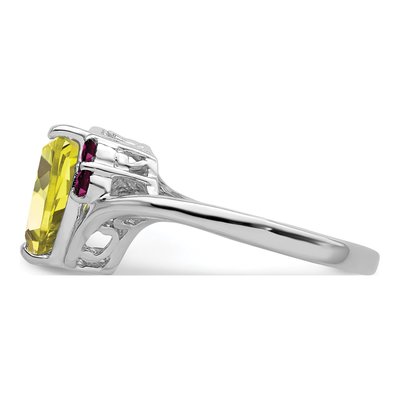 Sterling Silver Lemon Quartz & Rhodolite Garnet Lemon Ring – view 4