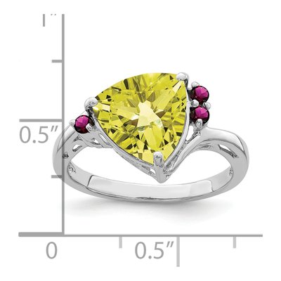 Sterling Silver Lemon Quartz & Rhodolite Garnet Lemon Ring – view 6