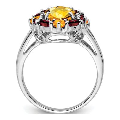 Sterling Silver Citrine & Garnet Ring – view 3
