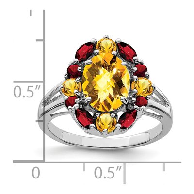 Sterling Silver Citrine & Garnet Ring – view 4