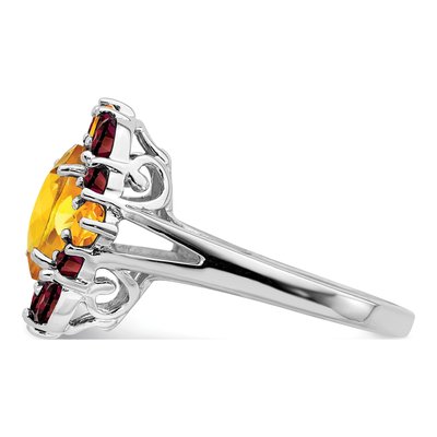 Sterling Silver Citrine & Garnet Ring – view 5