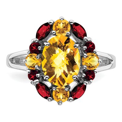 Sterling Silver Citrine & Garnet Ring – view 6