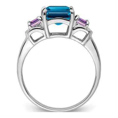 Sterling Silver London Blue Topaz & Amethyst Ring – view 3