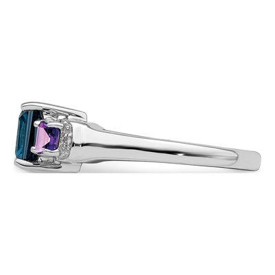 Sterling Silver London Blue Topaz & Amethyst Ring – view 4