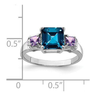 Sterling Silver London Blue Topaz & Amethyst Ring – view 5