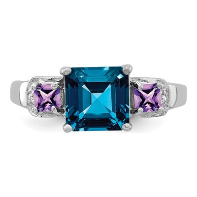 Sterling Silver London Blue Topaz & Amethyst Ring – view 6