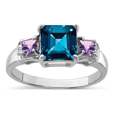 Sterling Silver London Blue Topaz & Amethyst Ring