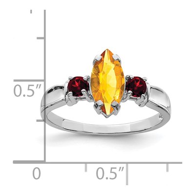 Sterling Silver Citrine & Garnet Ring – view 4