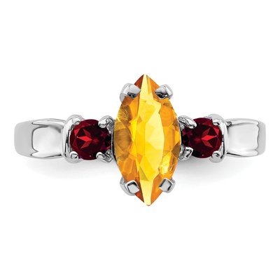 Sterling Silver Citrine & Garnet Ring – view 6