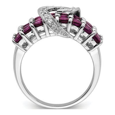 Sterling Silver 1/15 ct tw Rhodolite Garnet & Diamond Ring – view 3