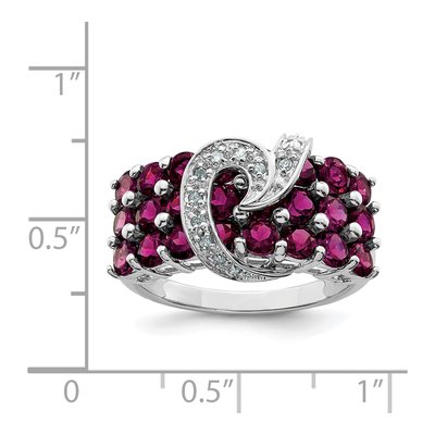 Sterling Silver 1/15 ct tw Rhodolite Garnet & Diamond Ring – view 4