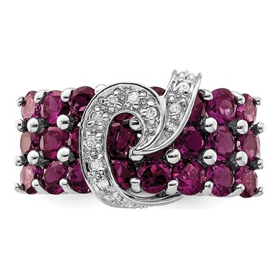 Sterling Silver 1/15 ct tw Rhodolite Garnet & Diamond Ring – view 6