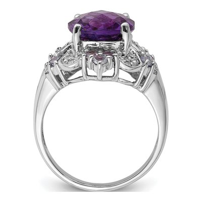 Sterling Silver 1/20 ct tw Amethyst & Tanzanite Ring – view 2
