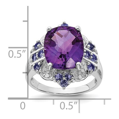 Sterling Silver 1/20 ct tw Amethyst & Tanzanite Ring – view 3