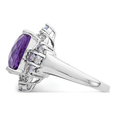 Sterling Silver 1/20 ct tw Amethyst & Tanzanite Ring – view 4