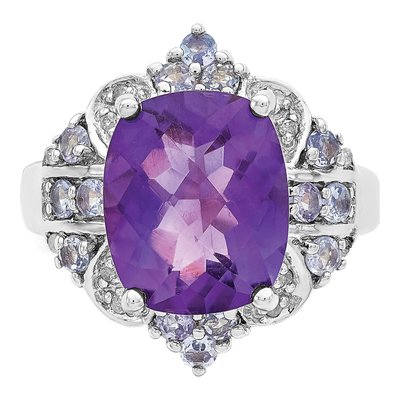 Sterling Silver 1/20 ct tw Amethyst & Tanzanite Ring – view 5