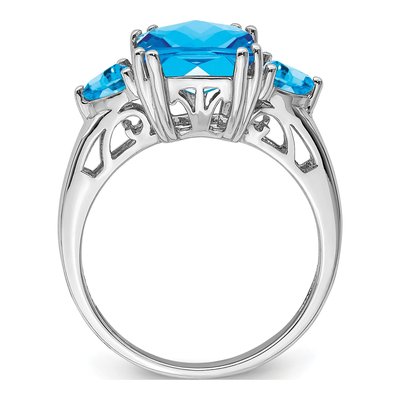 Sterling Silver Swiss Blue Topaz Checker-Cut Ring – view 3