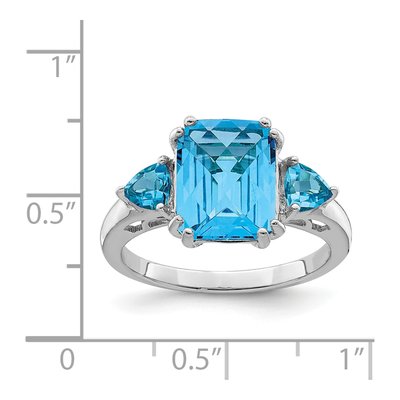 Sterling Silver Swiss Blue Topaz Checker-Cut Ring – view 4
