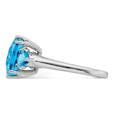 Sterling Silver Swiss Blue Topaz Checker-Cut Ring – view 5