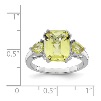 Sterling Silver Lemon Quartz Checker-Cut Lemon Ring – view 3